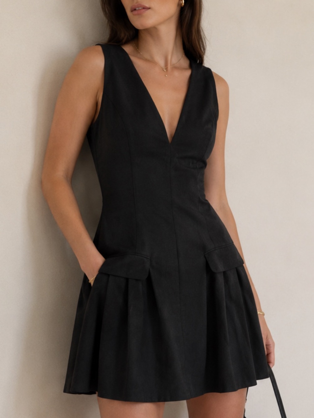 Zara Faux Suede Black Minidress Size L